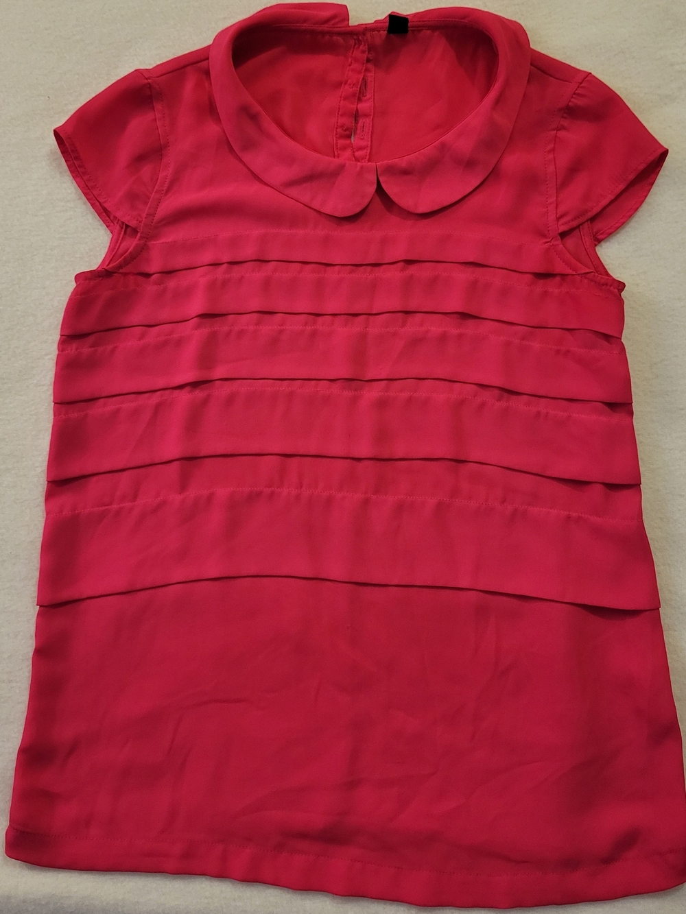 Women’s Pink Pleated Peter Pan Collar Blouse